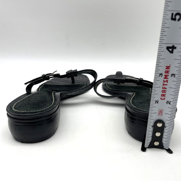 Vintage 90s Lauren Ralph Lauren DONCIA Black Croc Leather Buckle Sandals 7.5B - Picture 9 of 16